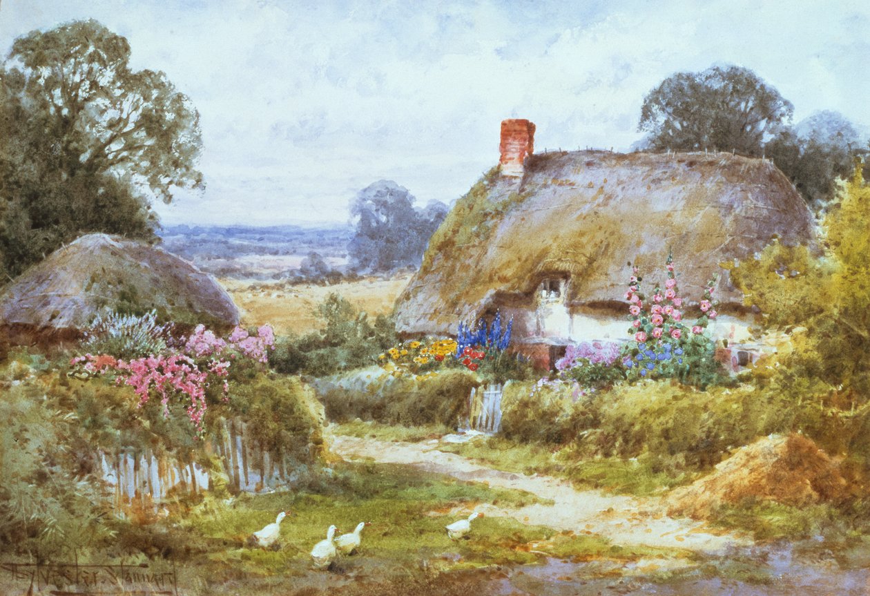 En stuga på sommaren (akvarell) av Henry John Sylvester Stannard