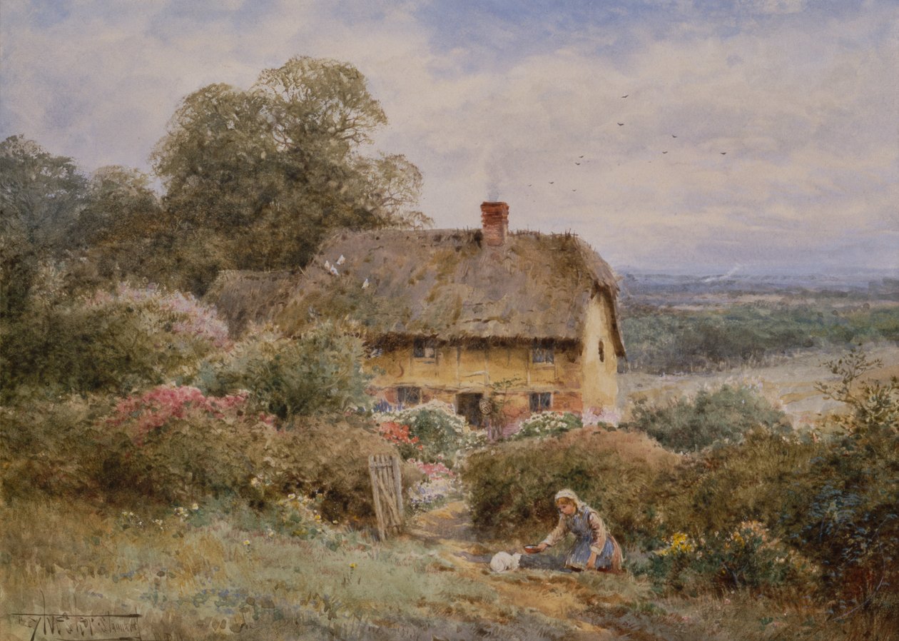 A Picturesque Cottage, Warwickshire (penna och akvarell) av Henry John Sylvester Stannard