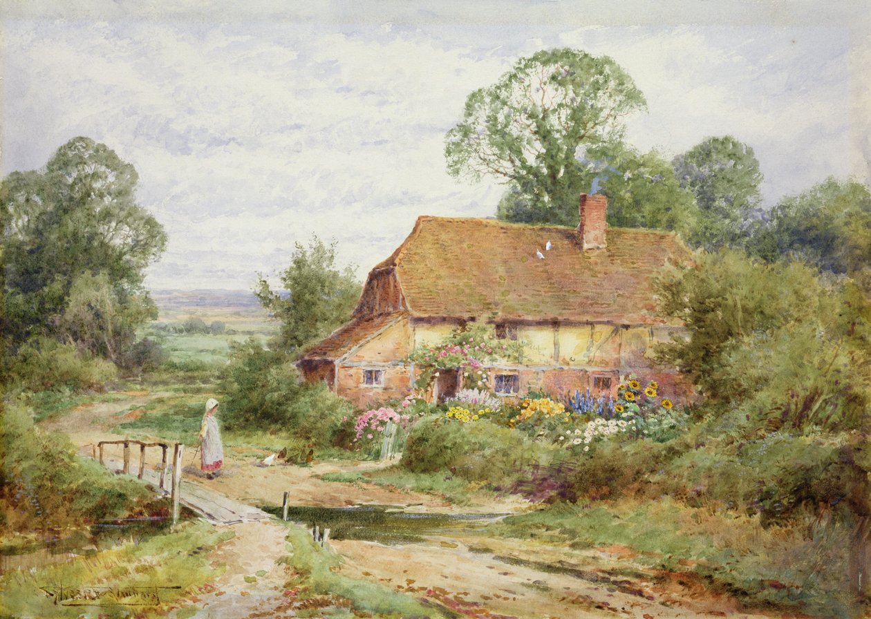 Mata kycklingarna (akvarell) av Henry John Sylvester Stannard