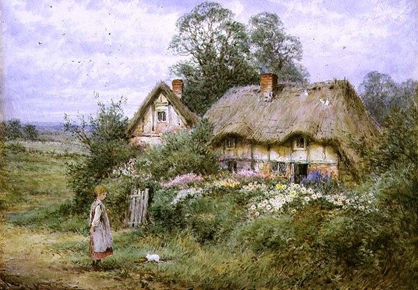 Mata den vita kattungen (akvarell och gouache på papper) av Henry John Sylvester Stannard