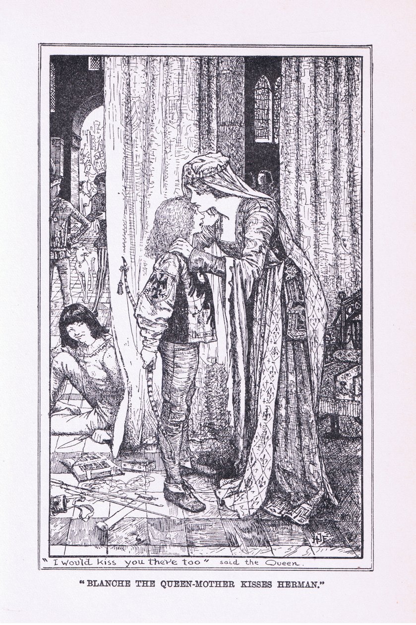 Blanche drottningmodern kysser Herman, 1912 av Henry Justice Ford