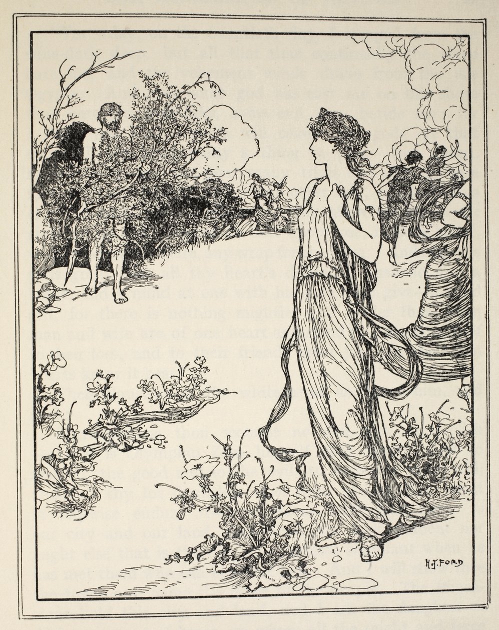 Hur Odysseus mötte Nausicaa, från Andrew Langs "Tales of the Greek Seas", 1926 (bläck på papper) av Henry Justice Ford