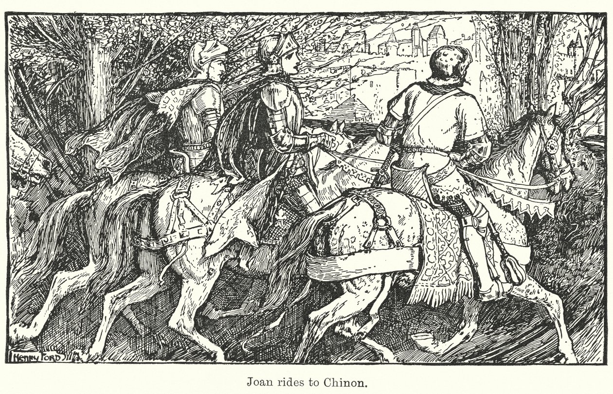 Joan rider till Chinon (litografi) av Henry Justice Ford