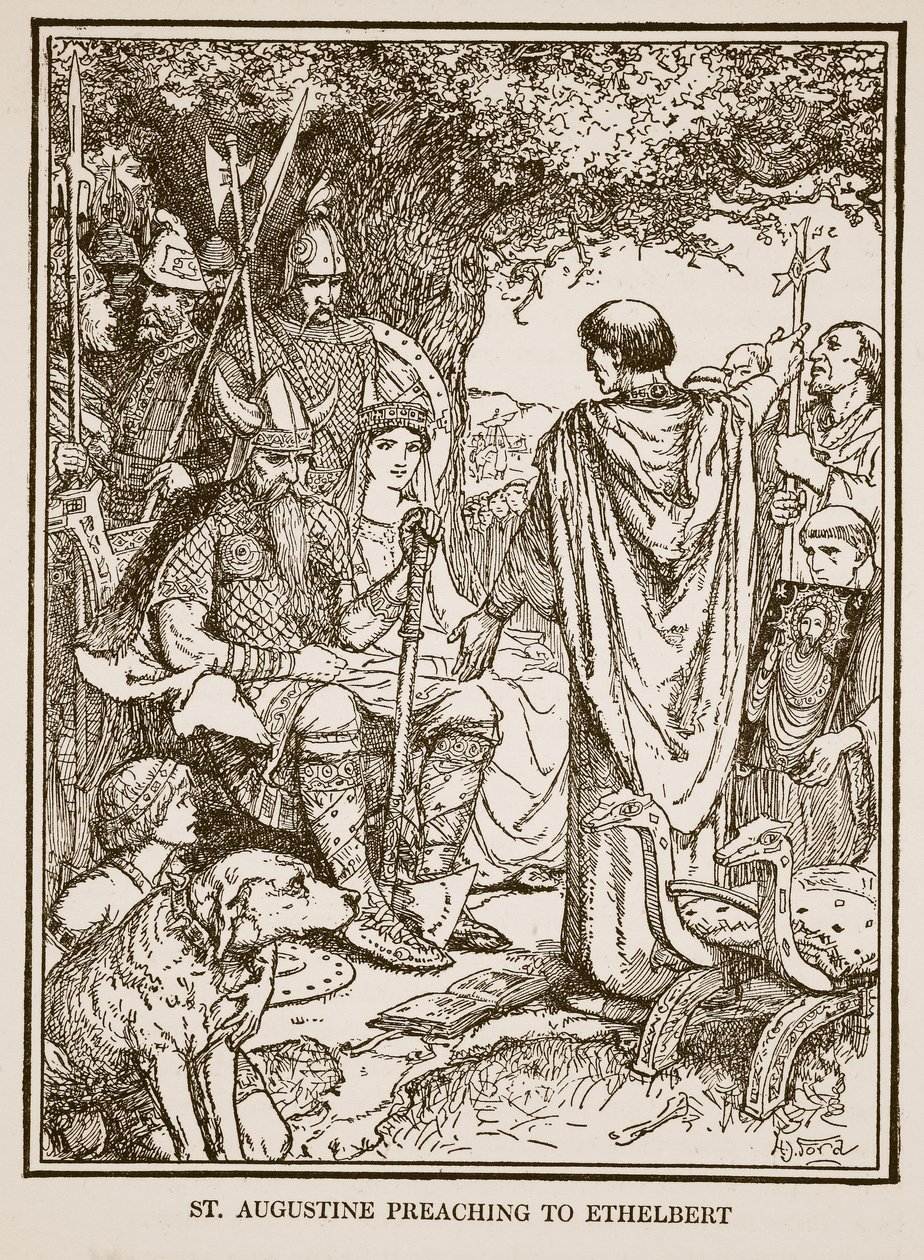St. Augustine predikar för Ethelbert, illustration från 