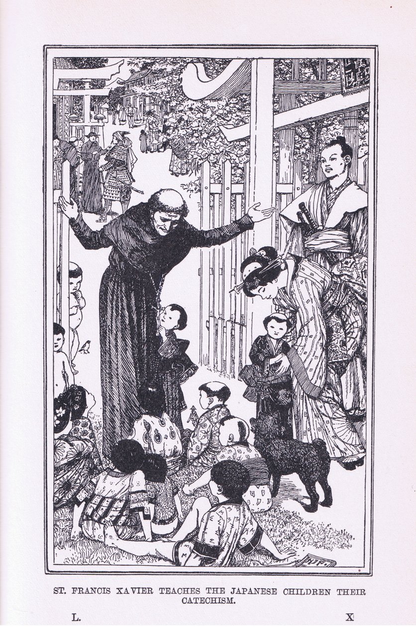 St Francis Xavier lär de japanska barnen deras katekes, 1912 av Henry Justice Ford