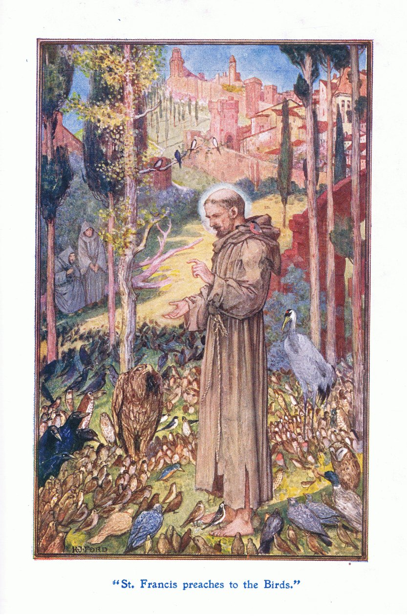 St Francis predikar för fåglarna, 1912 av Henry Justice Ford