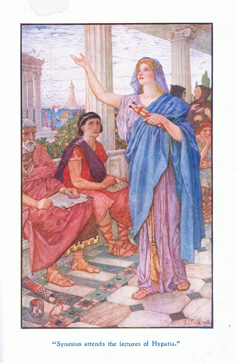 Synesius deltar i Hypatias föreläsningar, 1912 av Henry Justice Ford