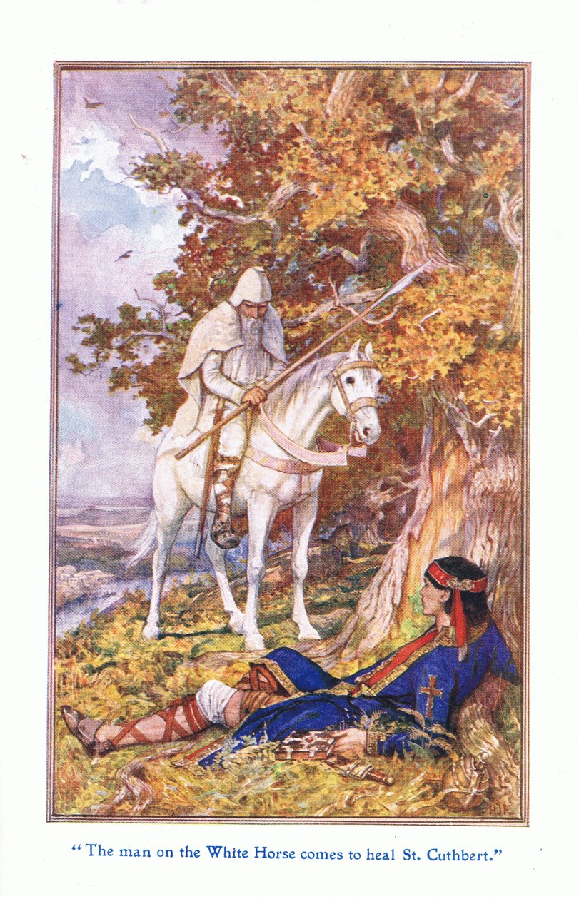 Mannen på den vita hästen kommer för att bota St Cuthbert, 1912 av Henry Justice Ford