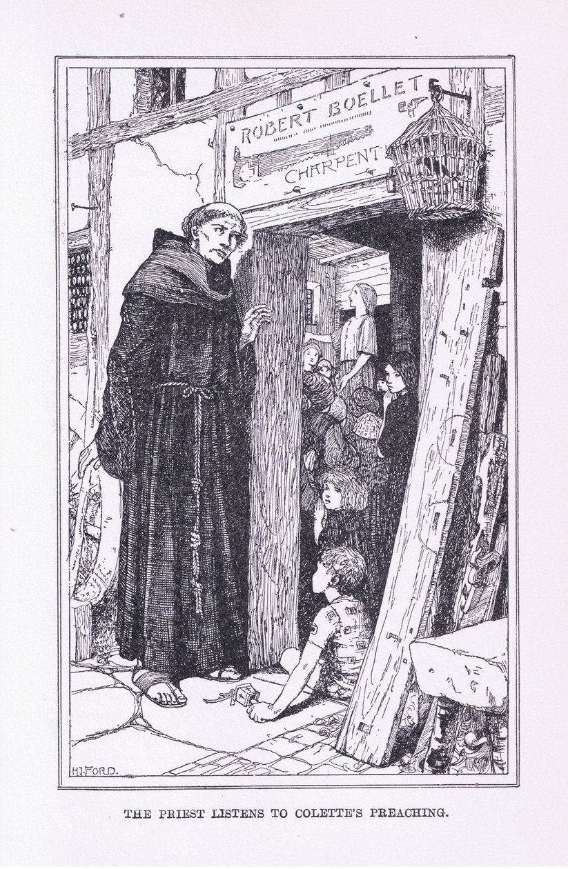 Prästen lyssnar på Colettes predikan, 1912 av Henry Justice Ford