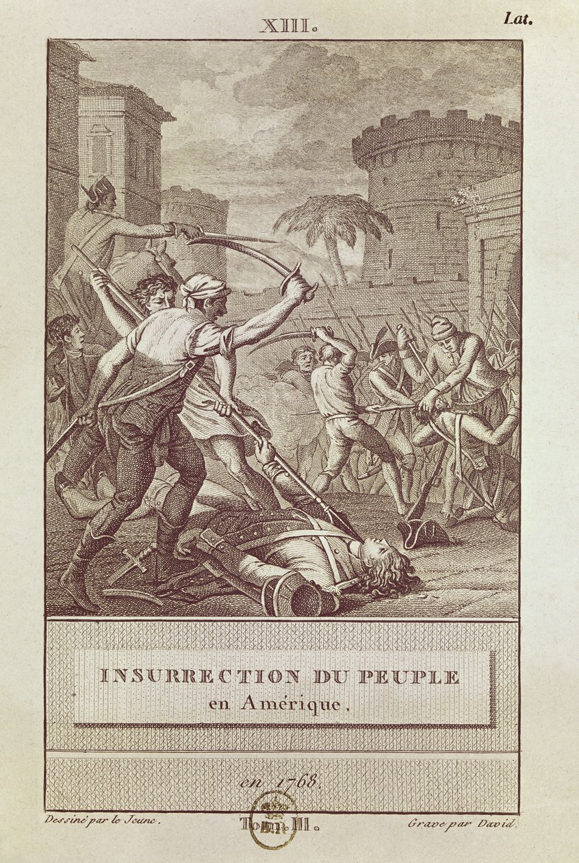 Det amerikanska folkets uppror 1768, graverad av David av Henry Le Jeune