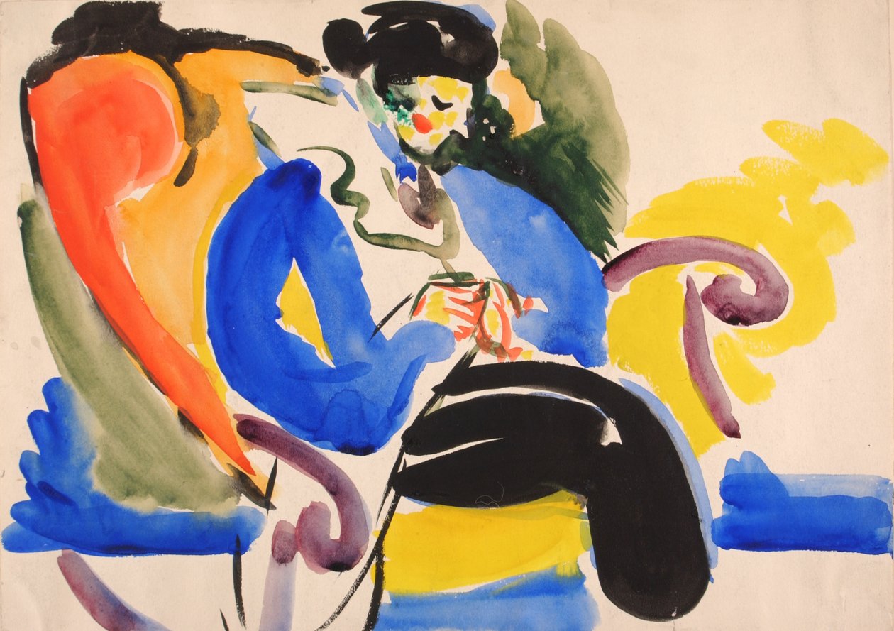 Kalligrafisk #2 kvinna på stol, 1914-1918. av Henry Lyman Saÿen