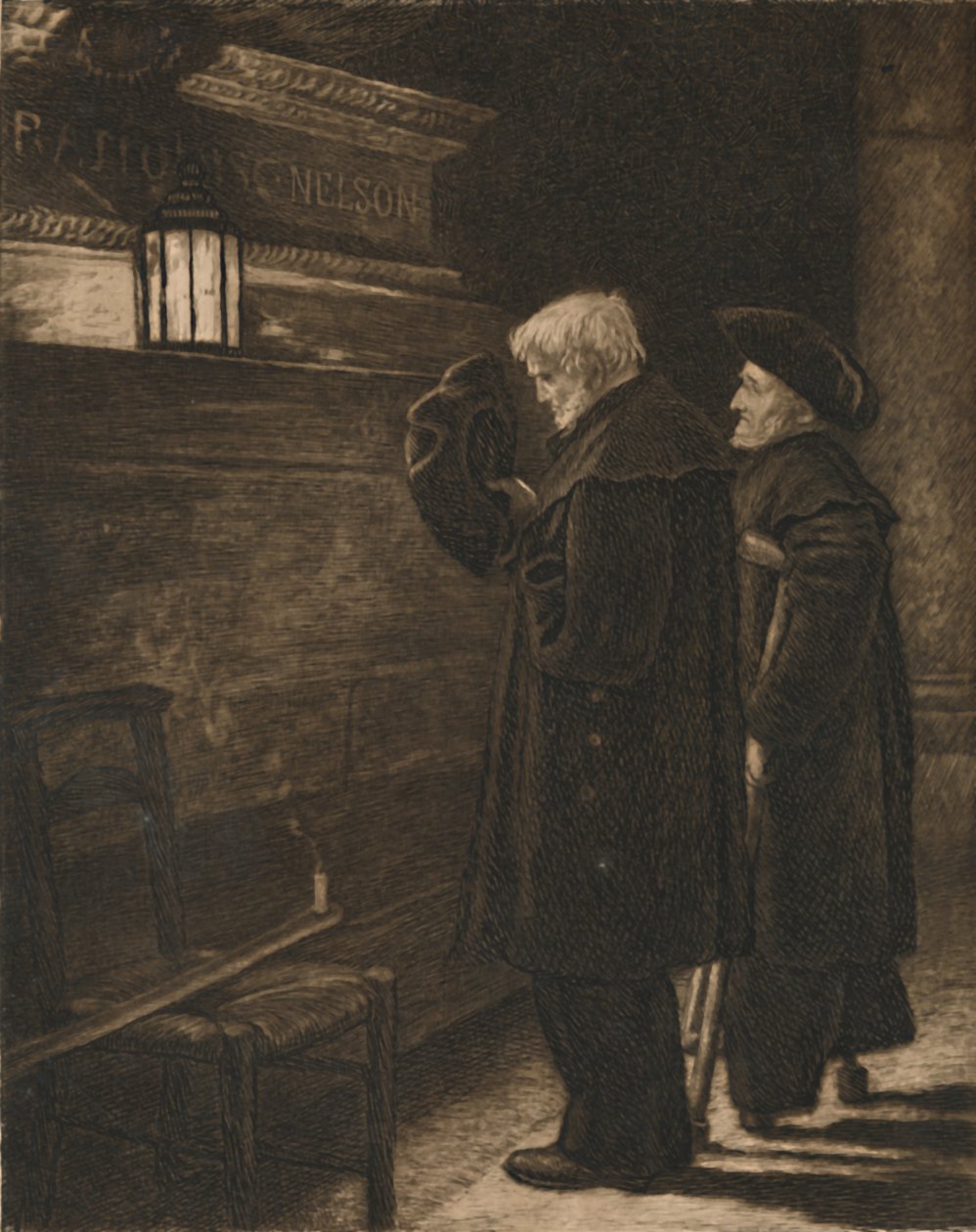 "Greenwich Pensioners at the Tomb of Nelson", c1868, 1896 av Henry Macbeth Raeburn