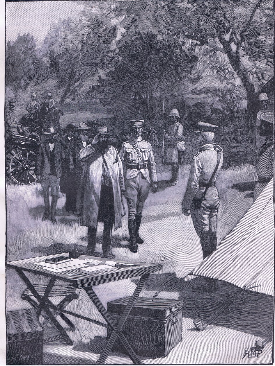 Cronjes kapitulation, illustration från Cassells History of England, 1900-talet av Henry Marriott Paget