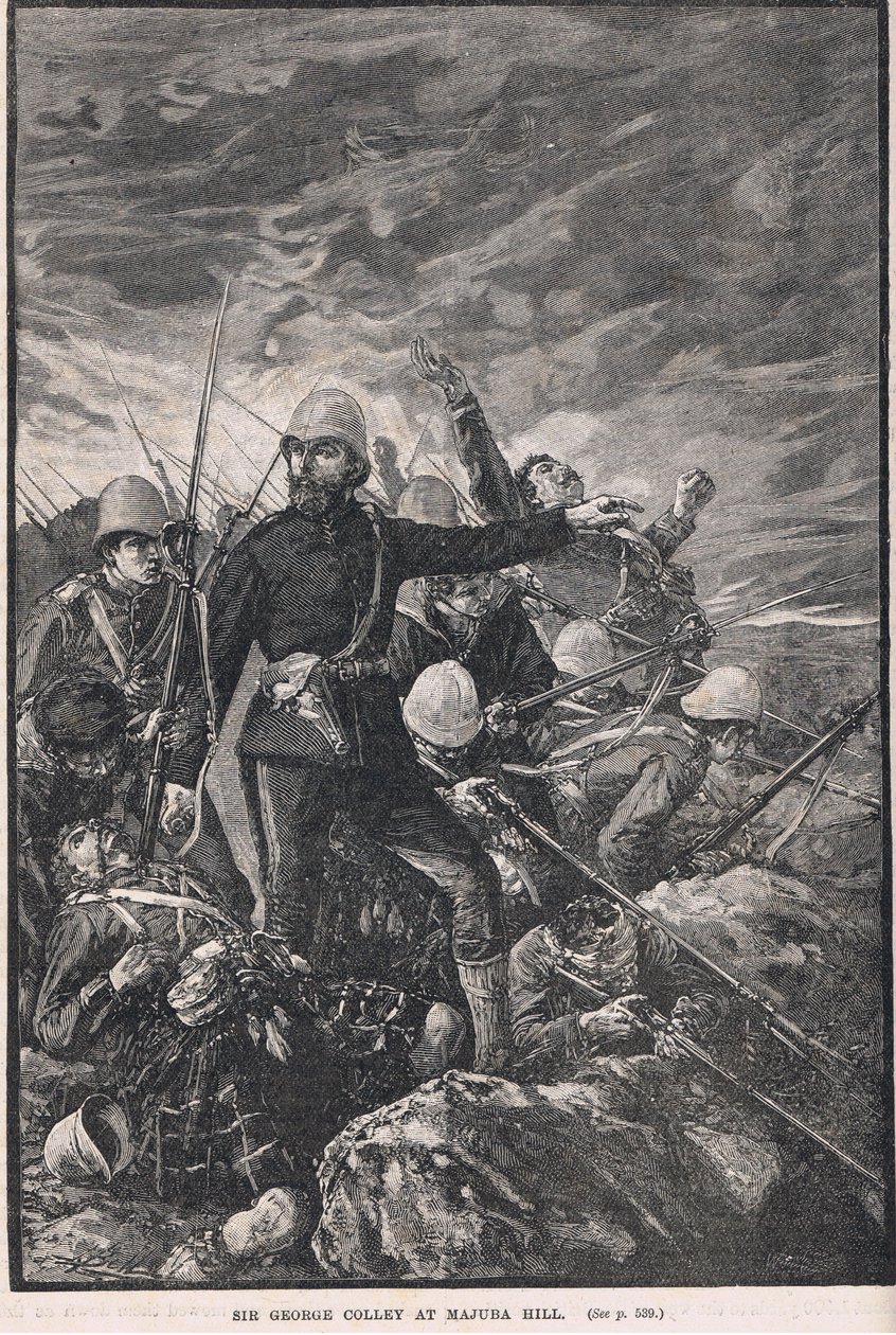 Sir George Colley vid Majuba Hill, illustration från Cassells 