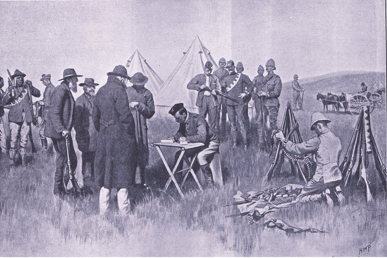 Svär neutralitetens ed, illustration från After Pretoria: The Guerilla War, 1902 av Henry Marriott Paget