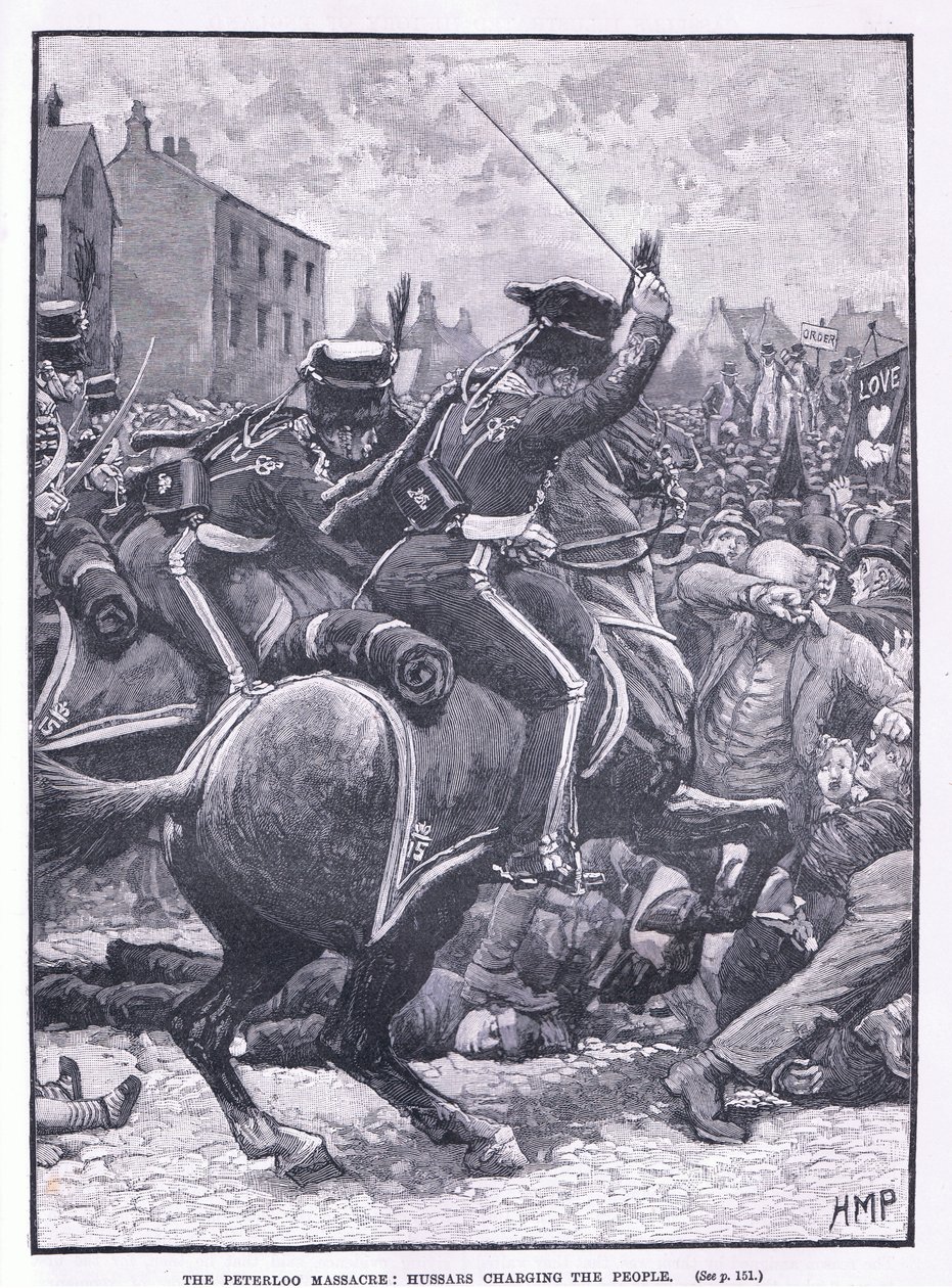 Peterloo-massakern: Husarer anklagar folket 1819 e.Kr av Henry Marriott Paget
