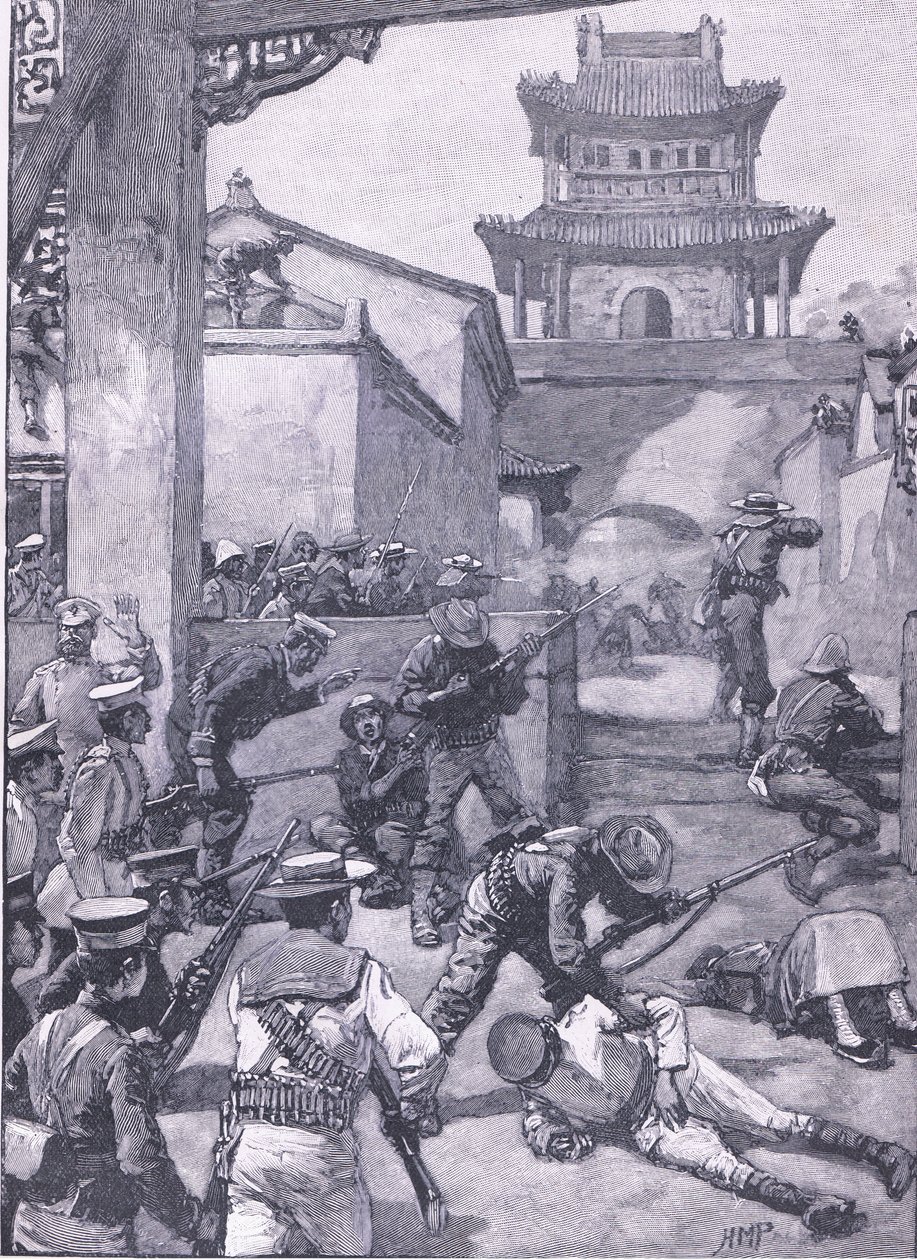 Kriget i Kina: striderna i Tientsin, illustration från Cassells History of England, 1900-talet av Henry Marriott Paget