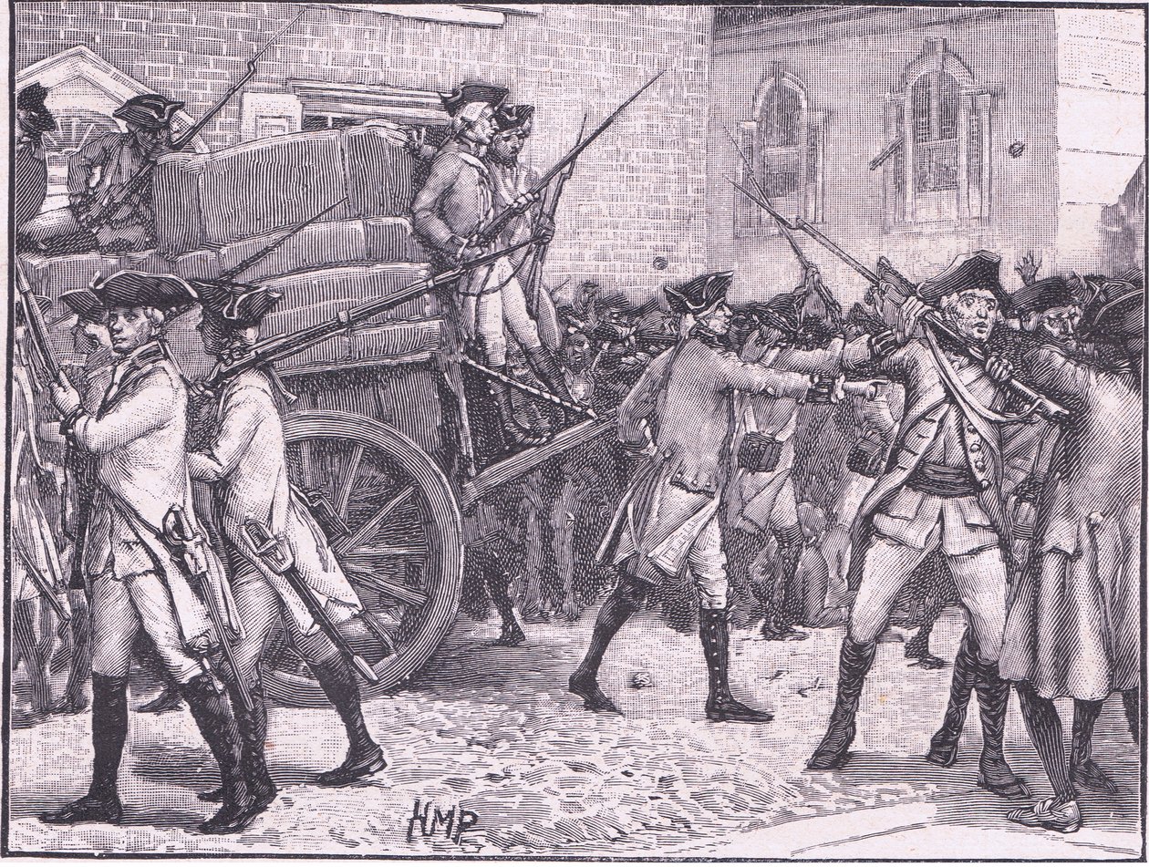 Trupper eskorterar det stämplade papperet till City Hall, New York AD 1765 av Henry Marriott Paget