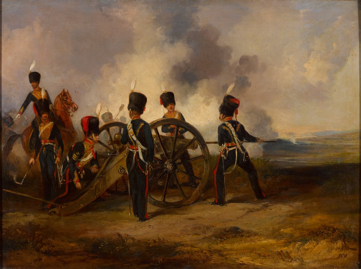 En Royal Horse Artillery gun besättning laddar, 1844 ca av Henry Martens