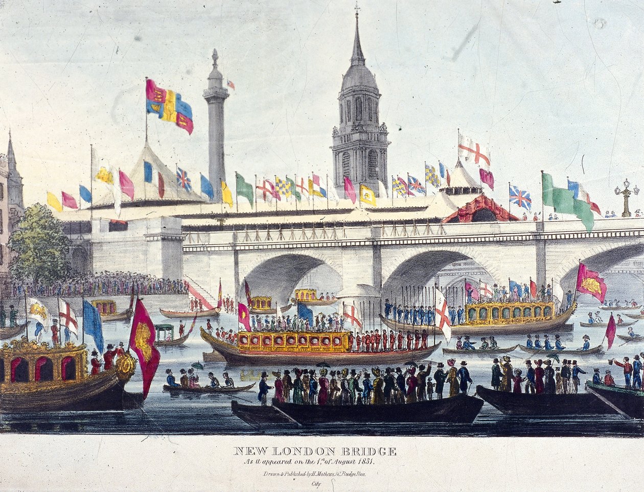 London Bridge nya, London, 1831 av Henry Matthews