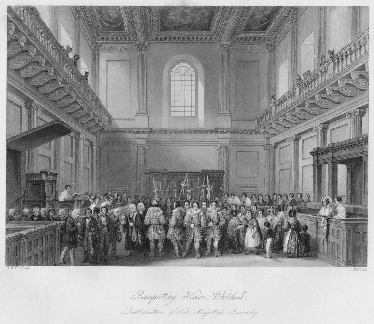 Banketthus, Whitehall. Distribution of Her Majestys Maundy, c1841 av Henry Melville
