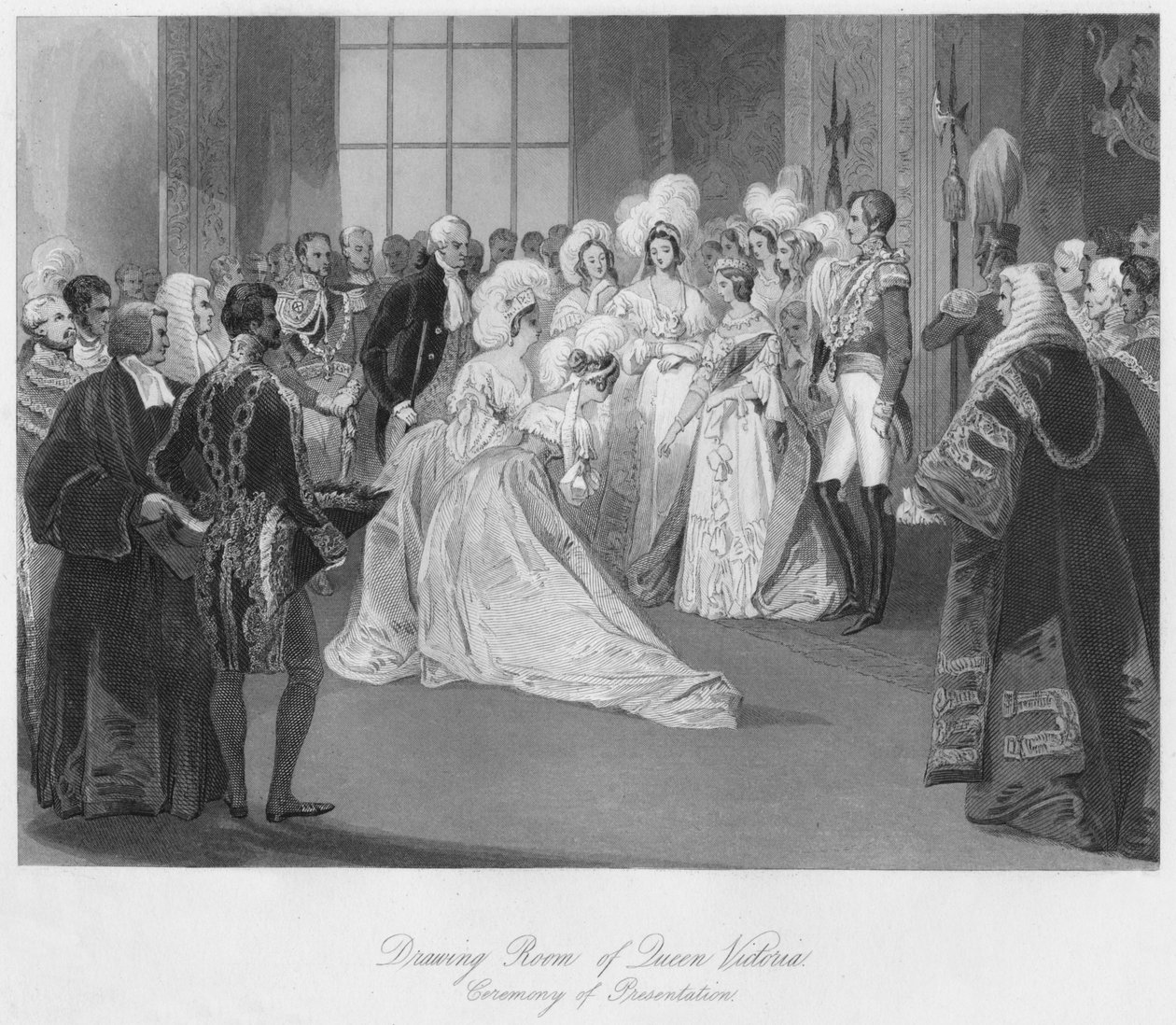 Drottning Victorias salong. Presentationsceremoni, c1841 av Henry Melville