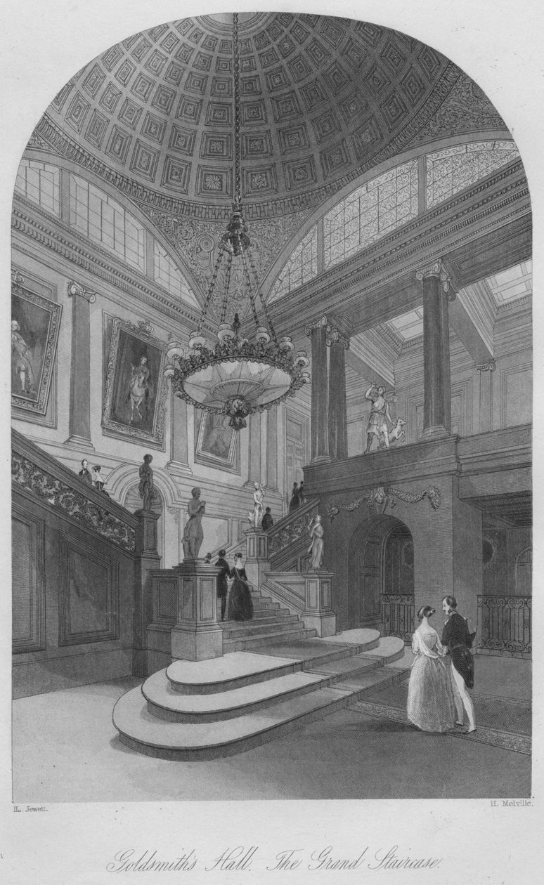 Guldsmedshallen. Den stora trappan, c1841 av Henry Melville