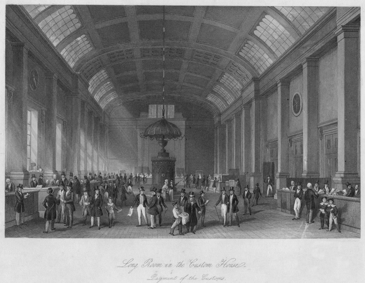 Långt rum i Custom House. Tullens betalning, c1841 av Henry Melville
