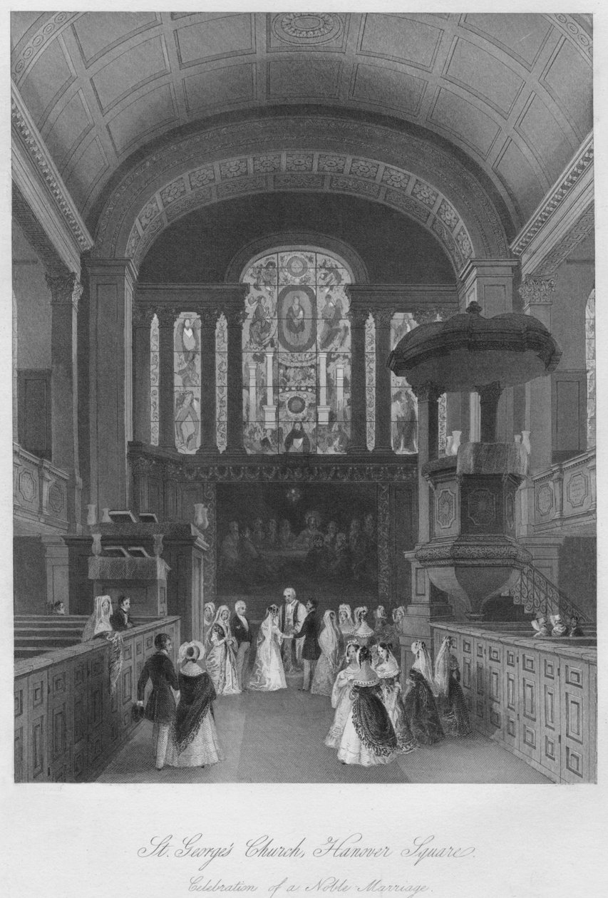 St Georges kyrka, Hannover Square. Firandet av ett ädelt äktenskap, c1841 av Henry Melville