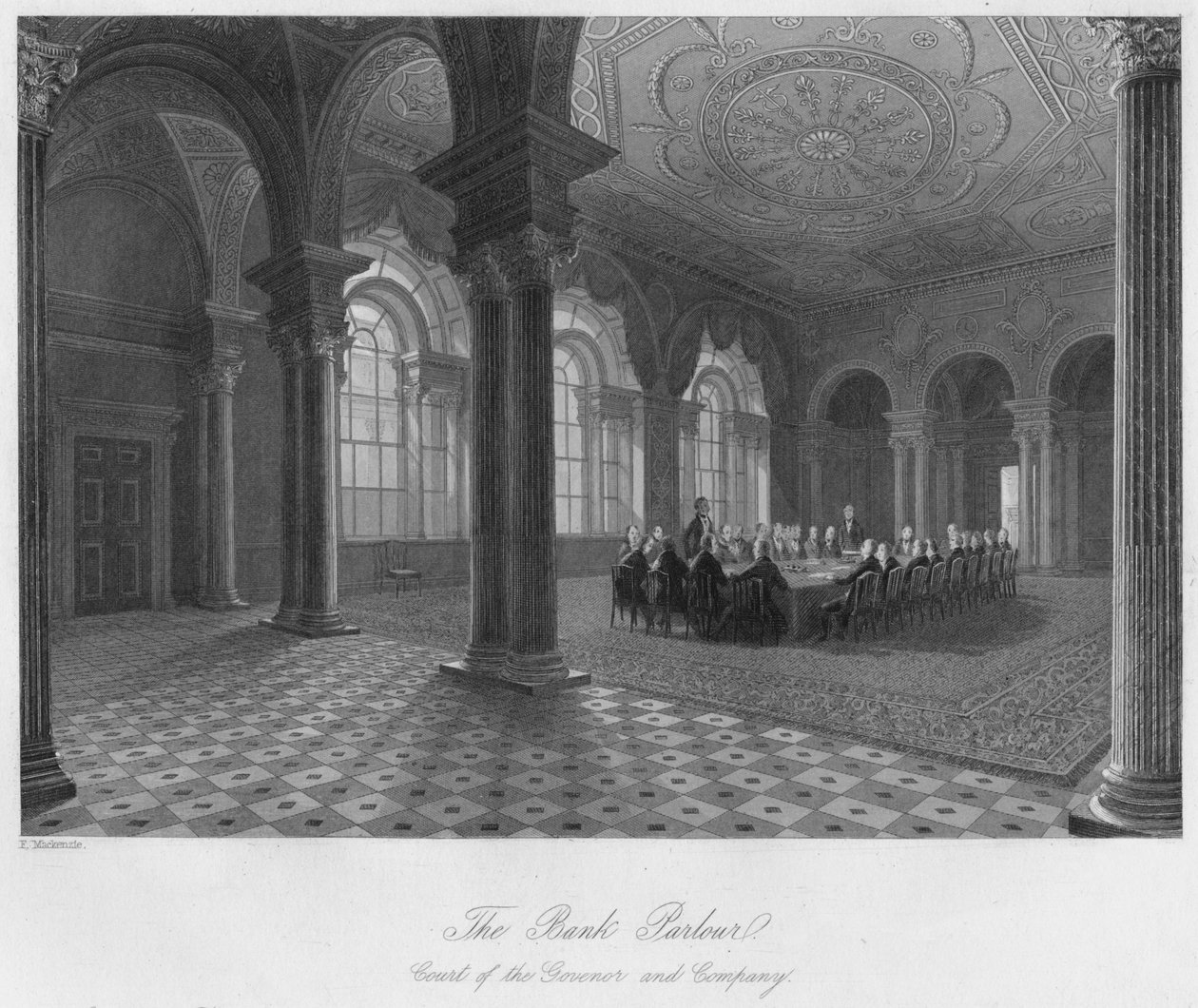Banksalongen. Guvernörens och kompaniets domstol, c1841 av Henry Melville