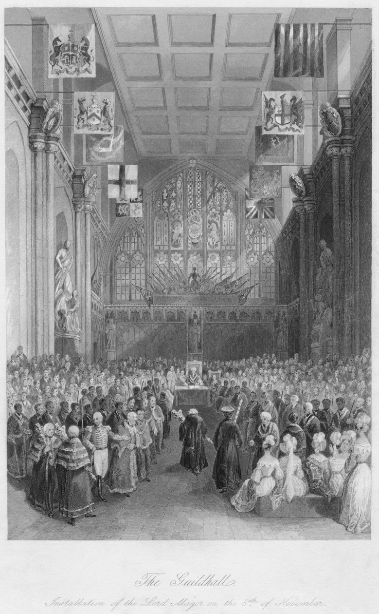 The Guildhall. Insättning av överborgmästaren den 8 november c1841 av Henry Melville