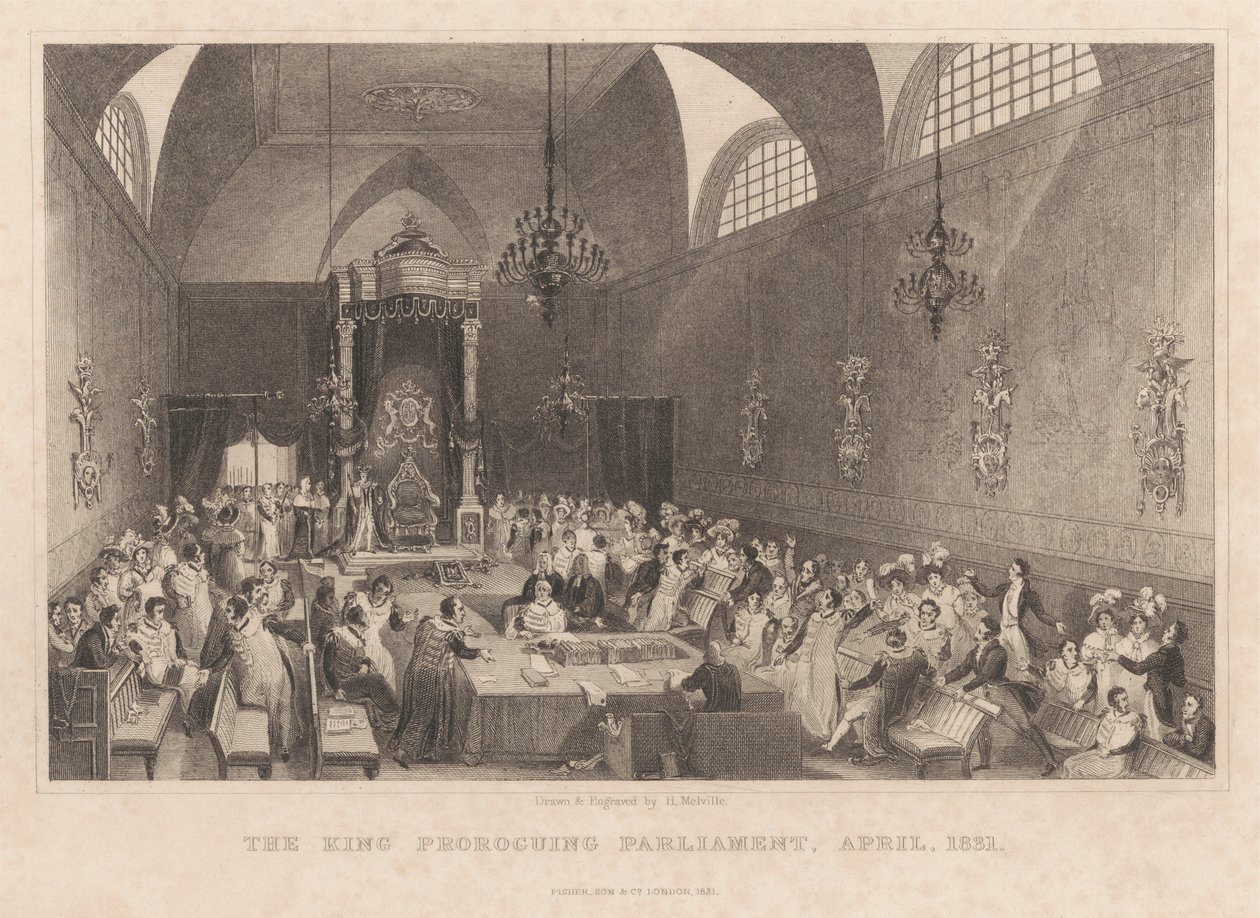 Kungen prorogerande riksdagen, april 1831 av Henry Melville