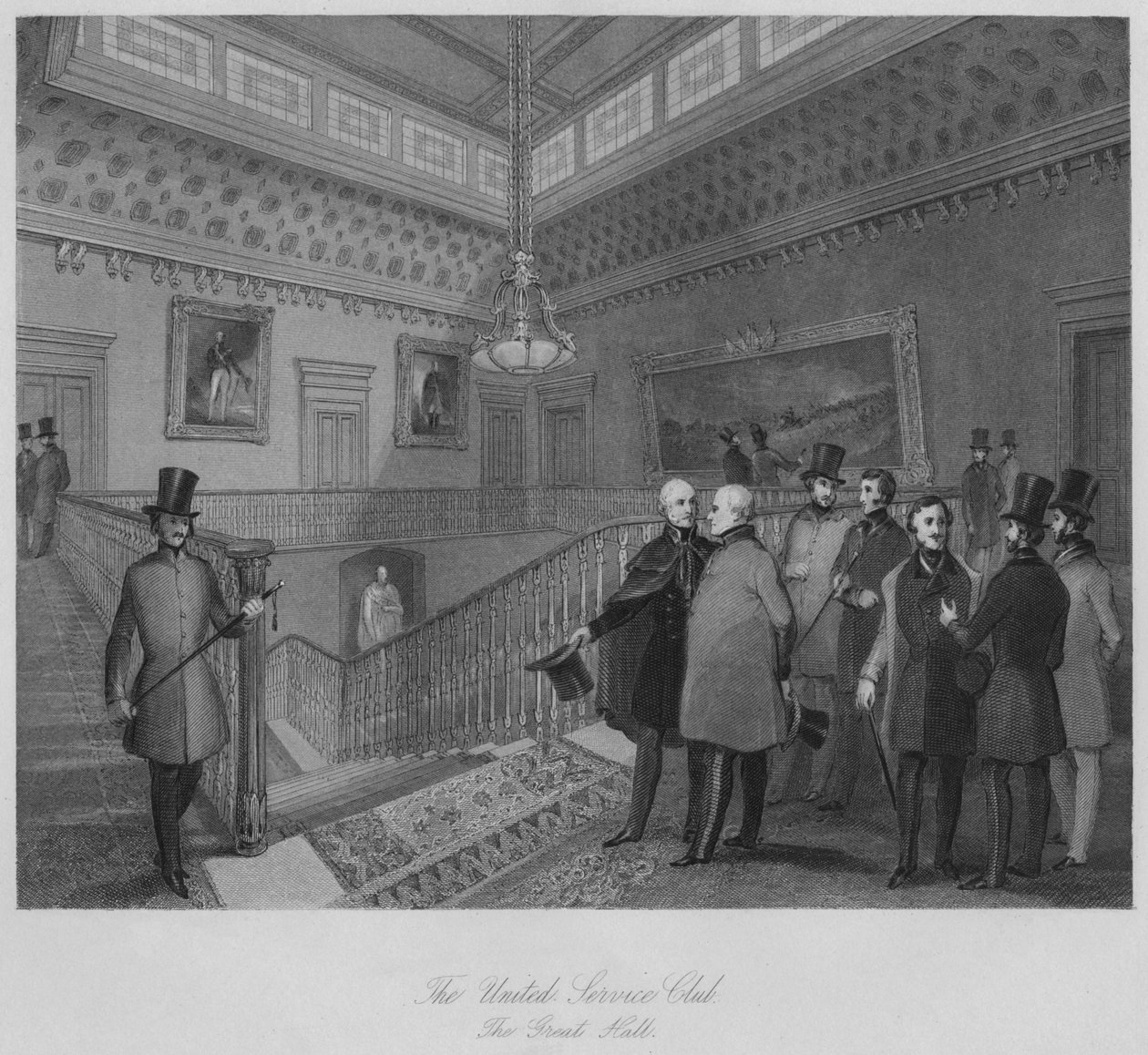Förenade Serviceklubben. Stora salen, c1841 av Henry Melville