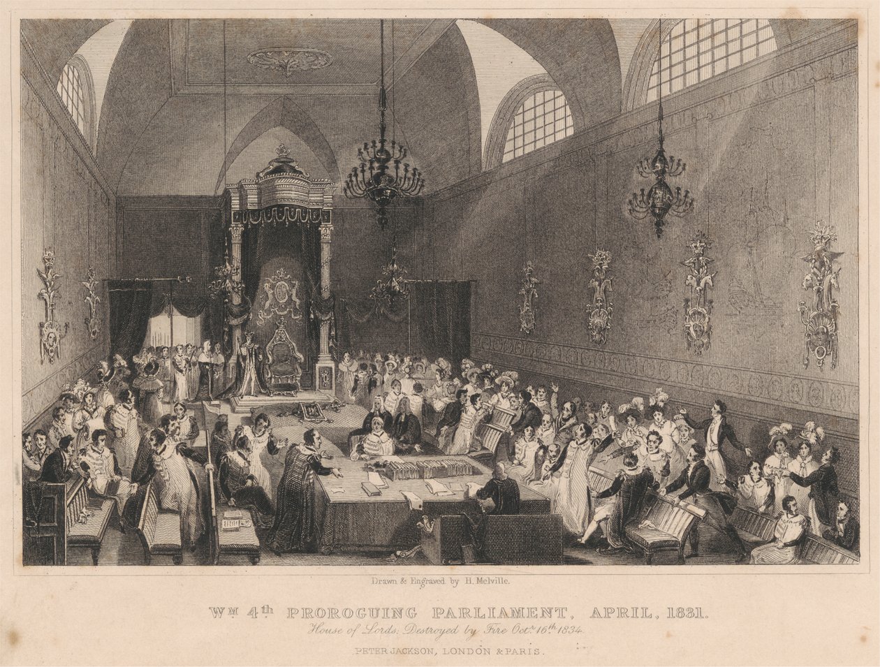 William fjärde prorogeringsparlament, april 1831. House of Lords: förstört av brand 16 oktober 1834 av Henry Melville