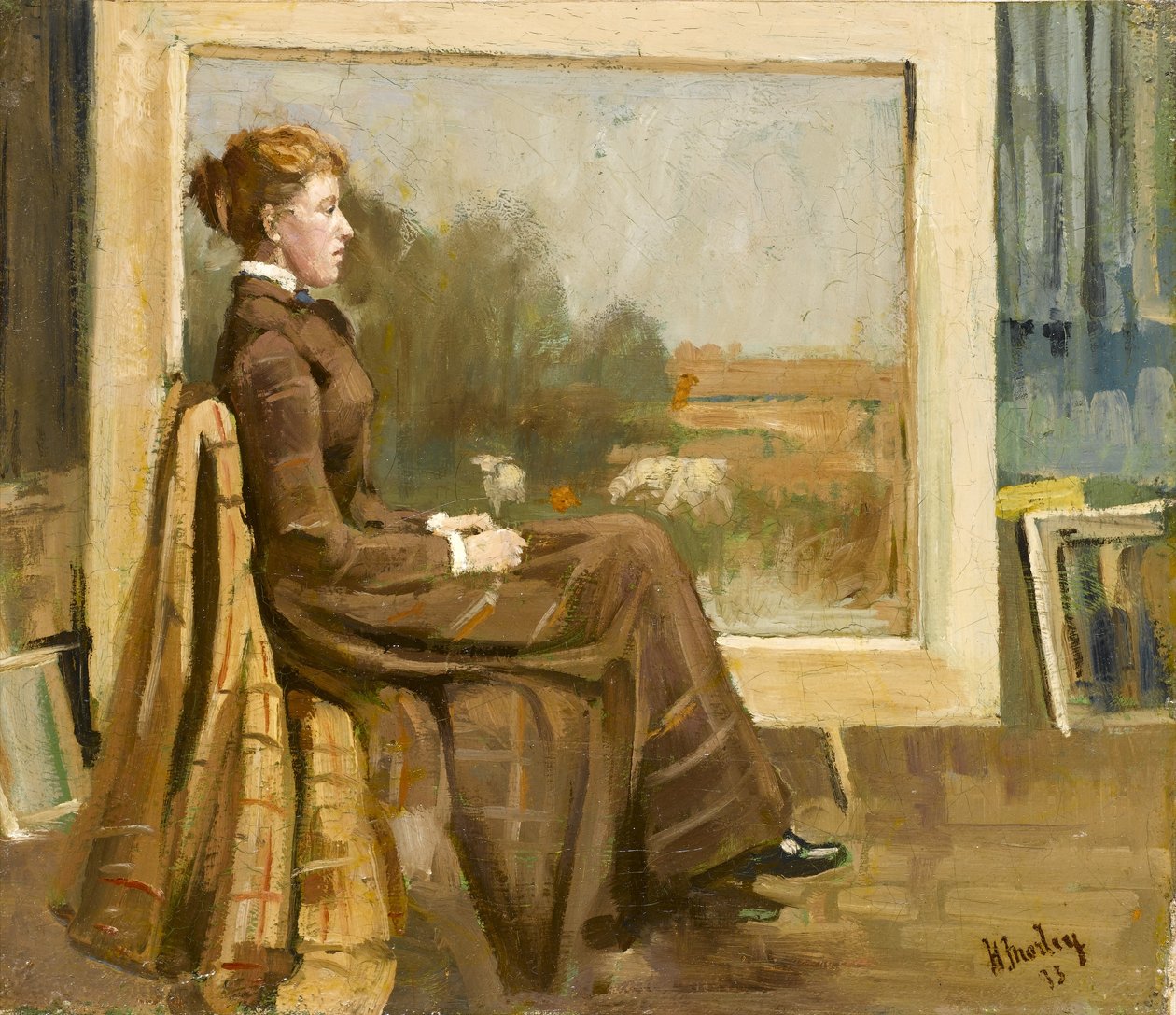 Porträtt av en dam, sittande är konstnärens framtida fru, 1893 av Henry Morley