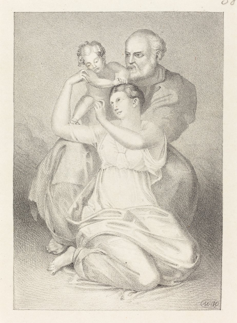 Heliga familjen, från Michelangelo av Henry Noel Humphreys after John Flaxman