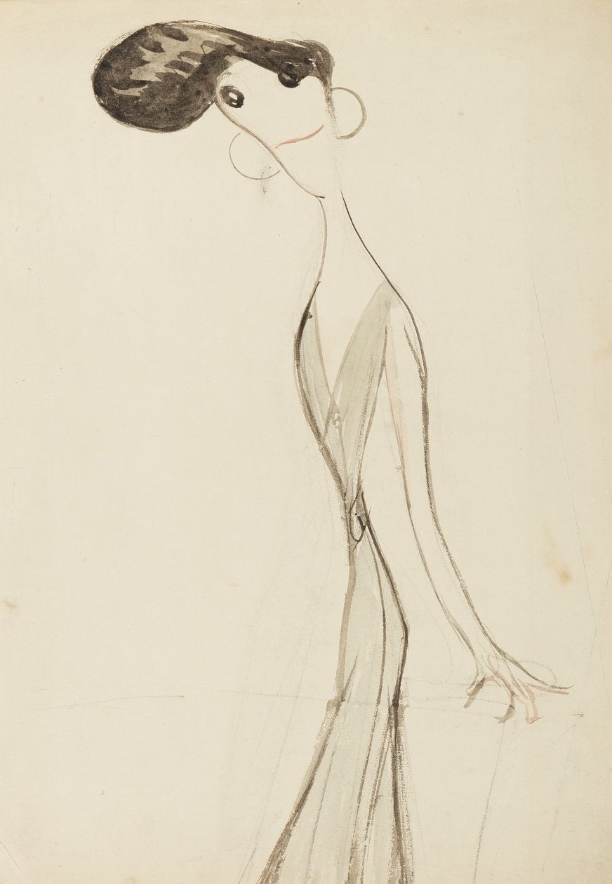 Irene Vanbrugh, studie för serien Stars of the Music Hall Stage, c.1908 (wc på papper) av Henry Ospovat