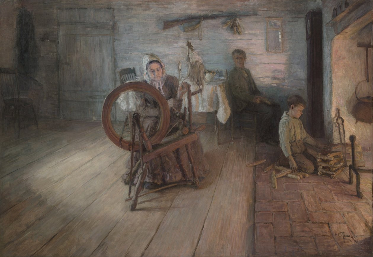 Spinning By Firelight – The Boyhood of George Washington Grey, 1894 av Henry Ossawa Tanner
