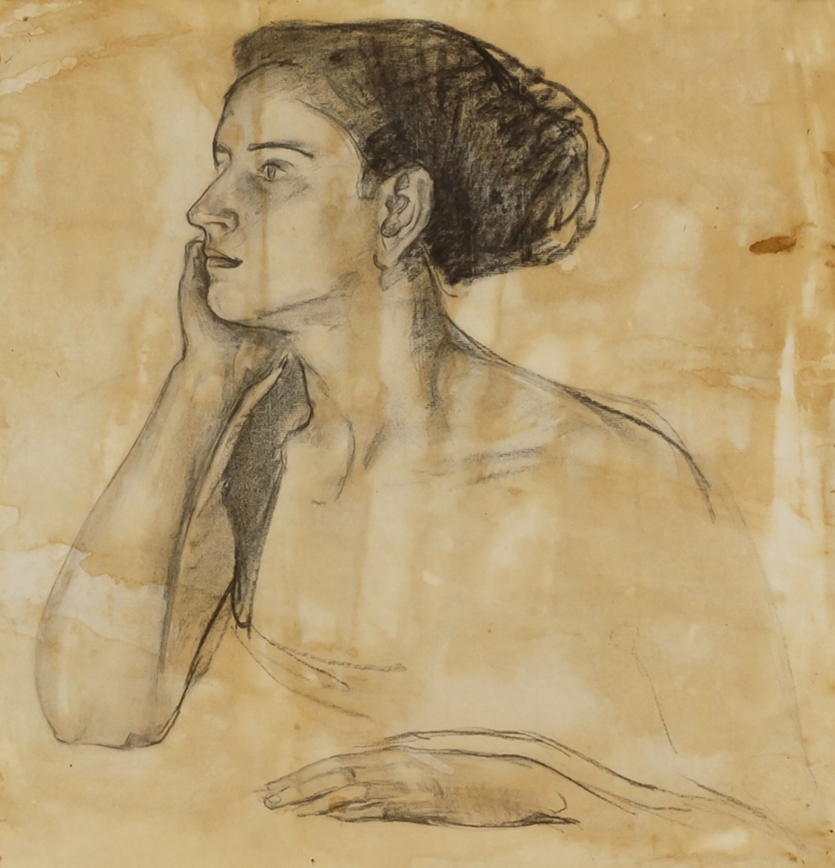 Studie till porträtt av Mrs Atherton Curtis av Henry Ossawa Tanner
