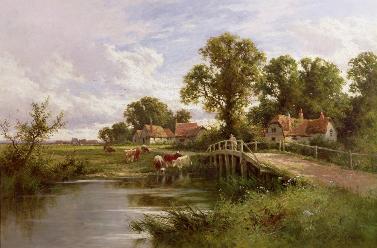 På Themsen nära Marlow (olja på duk) av Henry Parker