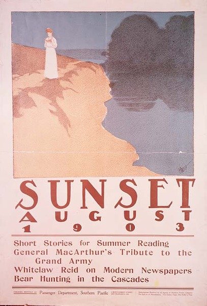 Omslagsillustration för tidningen Sunset, augusti 1903 (lito i färg) av Henry Patrick Raleigh