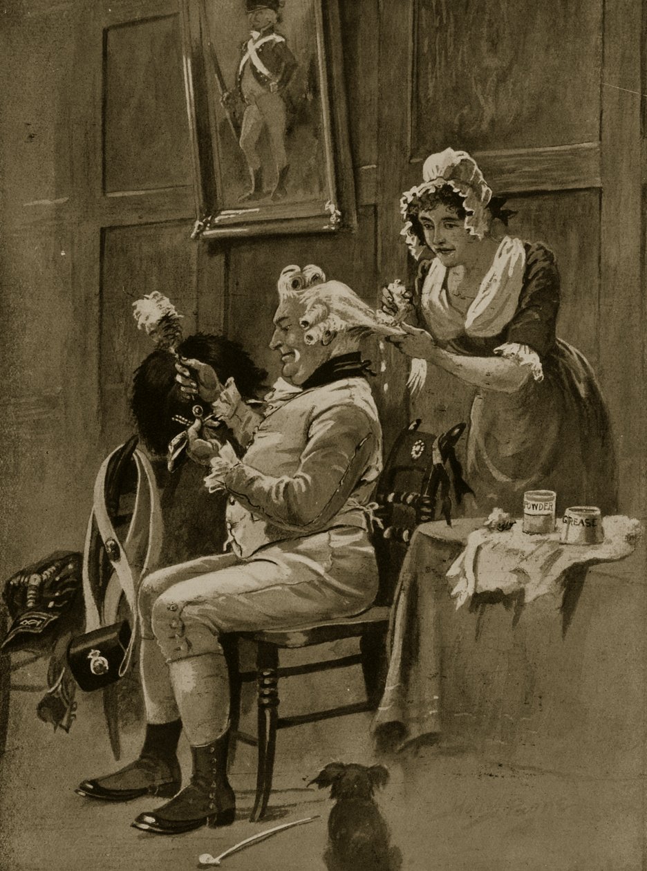 Förberedelse för parad, 1799, illustration från "Hutchinson