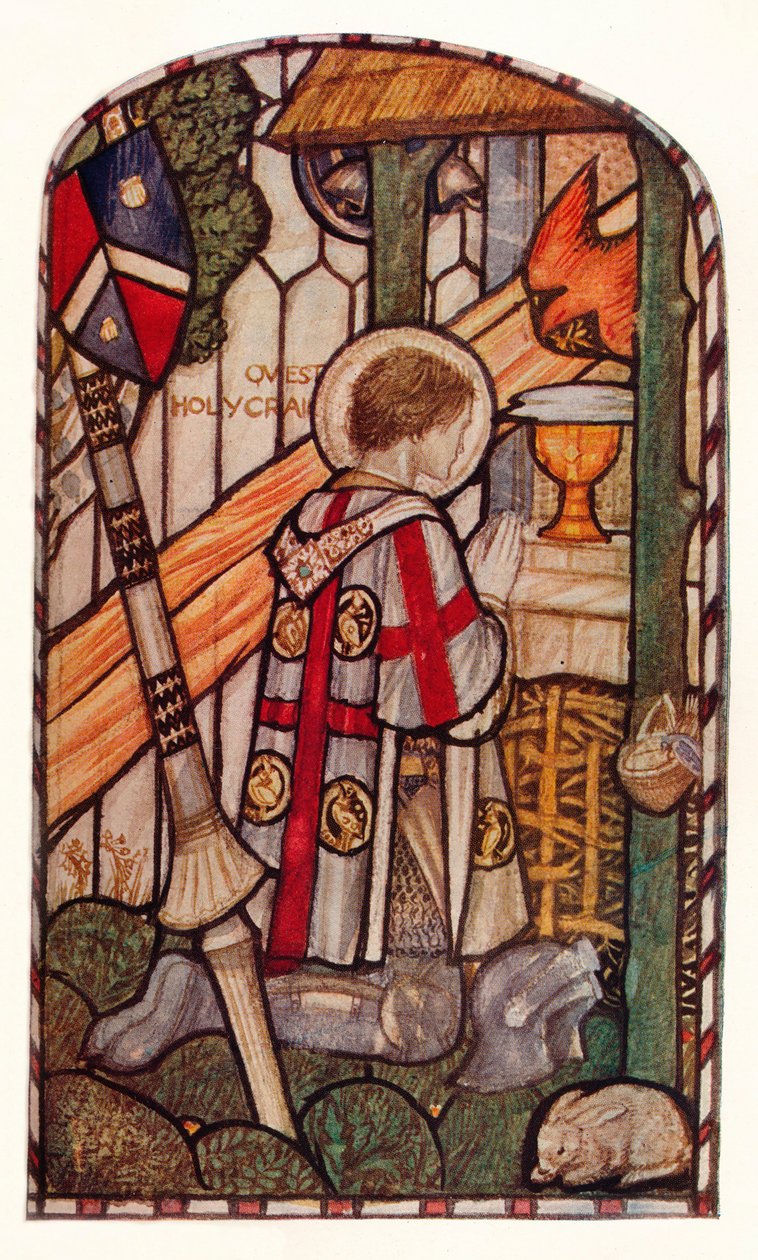 Sir Galahad. Design för ett fönster på Kelvin-Side, Glasgow, c1914. av Henry Payne