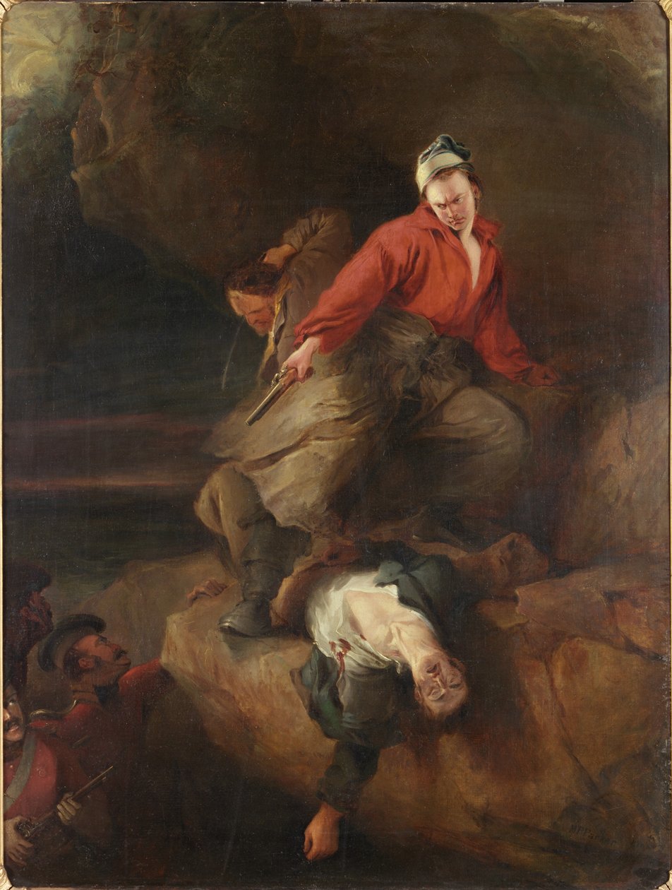 Smugglare attackerade (olja på duk) av Henry Perlee Parker
