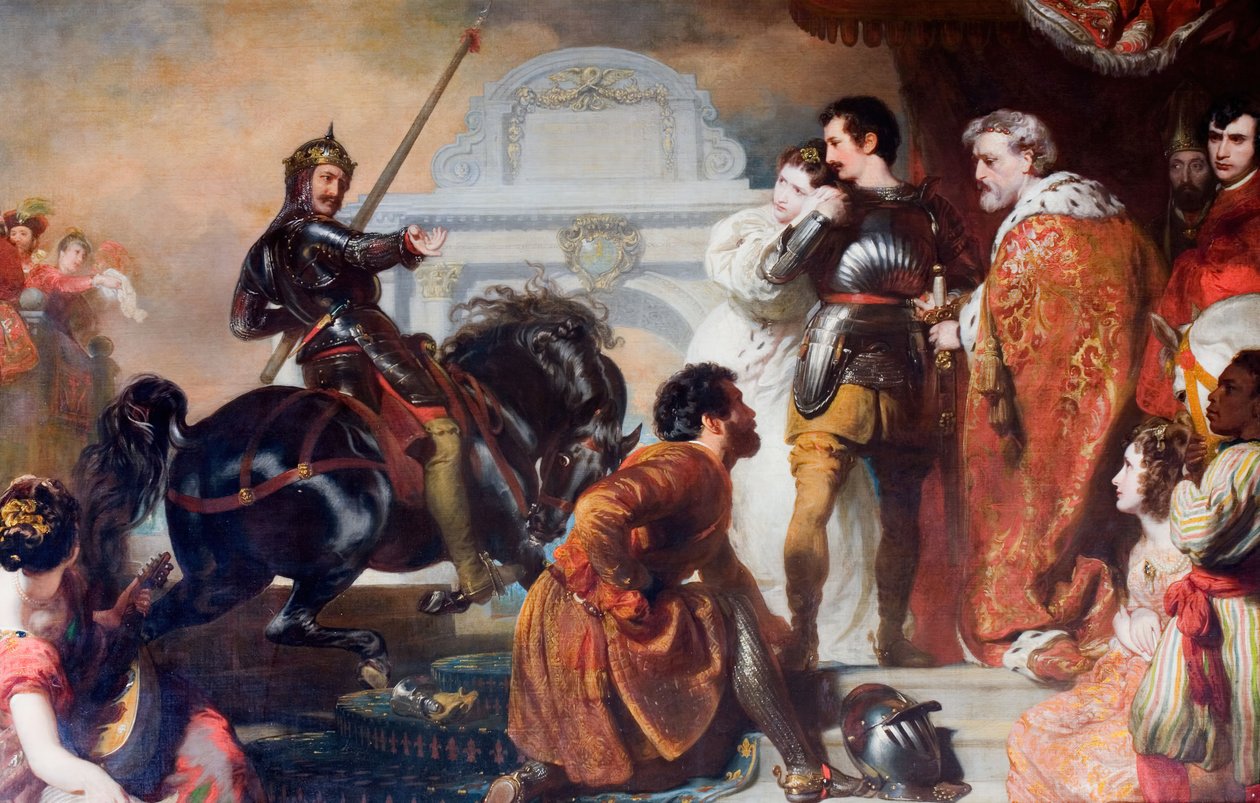 Rodomonts utmaning till Rogero, 1827. av Henry Perronet Briggs