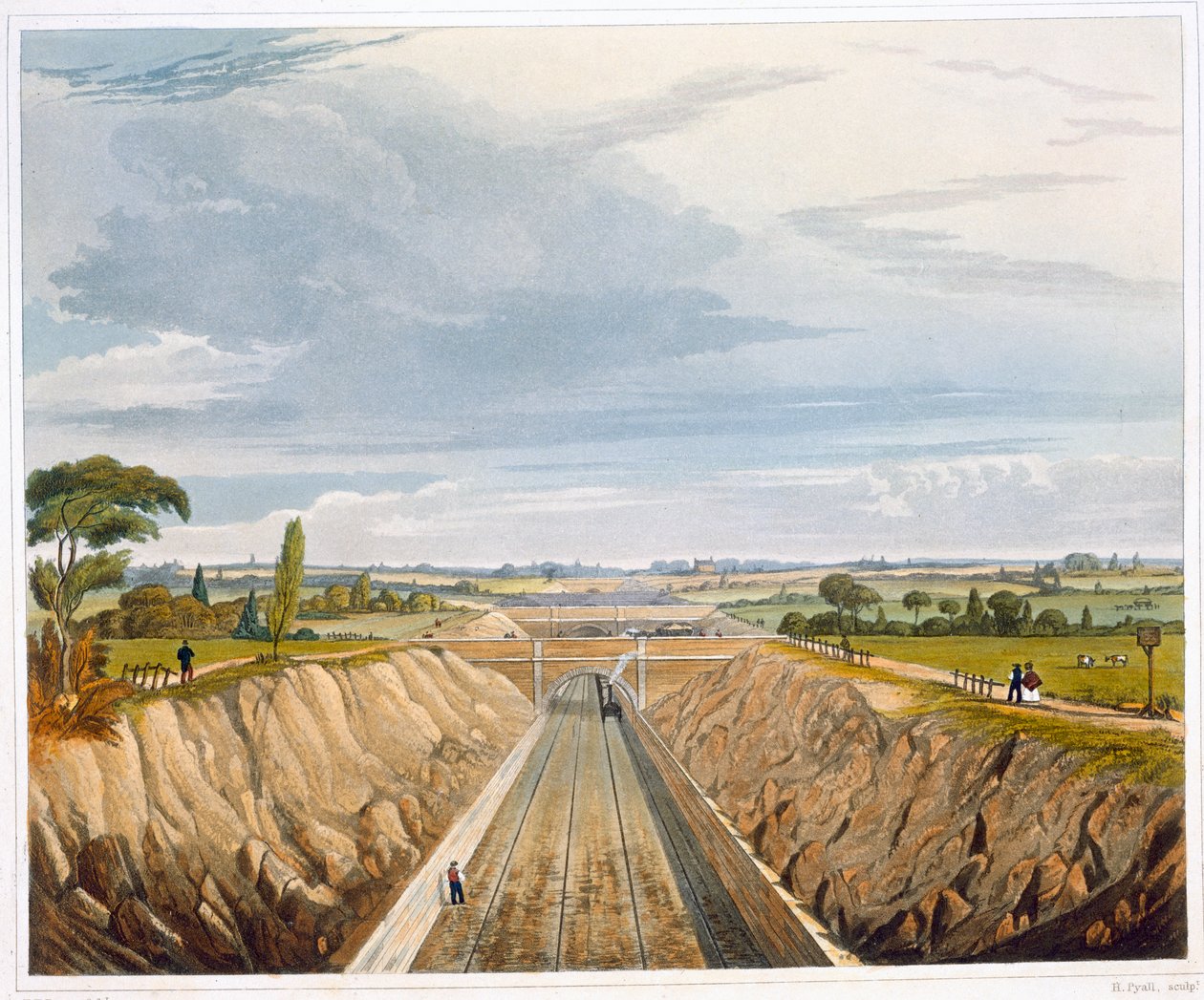 "Nära Liverpool, med utsikt mot Manchester", Liverpool och Manchester Railway, 1833 av Henry Pyall