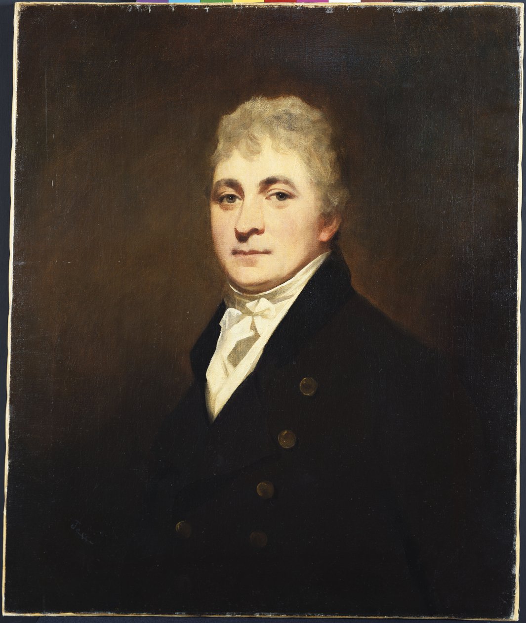 Porträtt av Thomas Bissland, halvlängd, iklädd svart rock och vit stock av Henry Raeburn