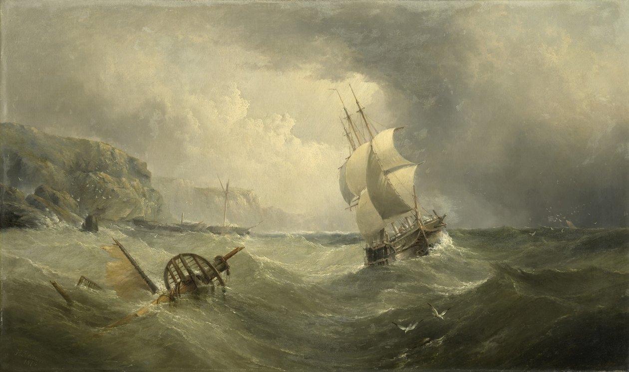 Frakt utanför kusten i ett stormigt hav, 1874 av Henry Redmore