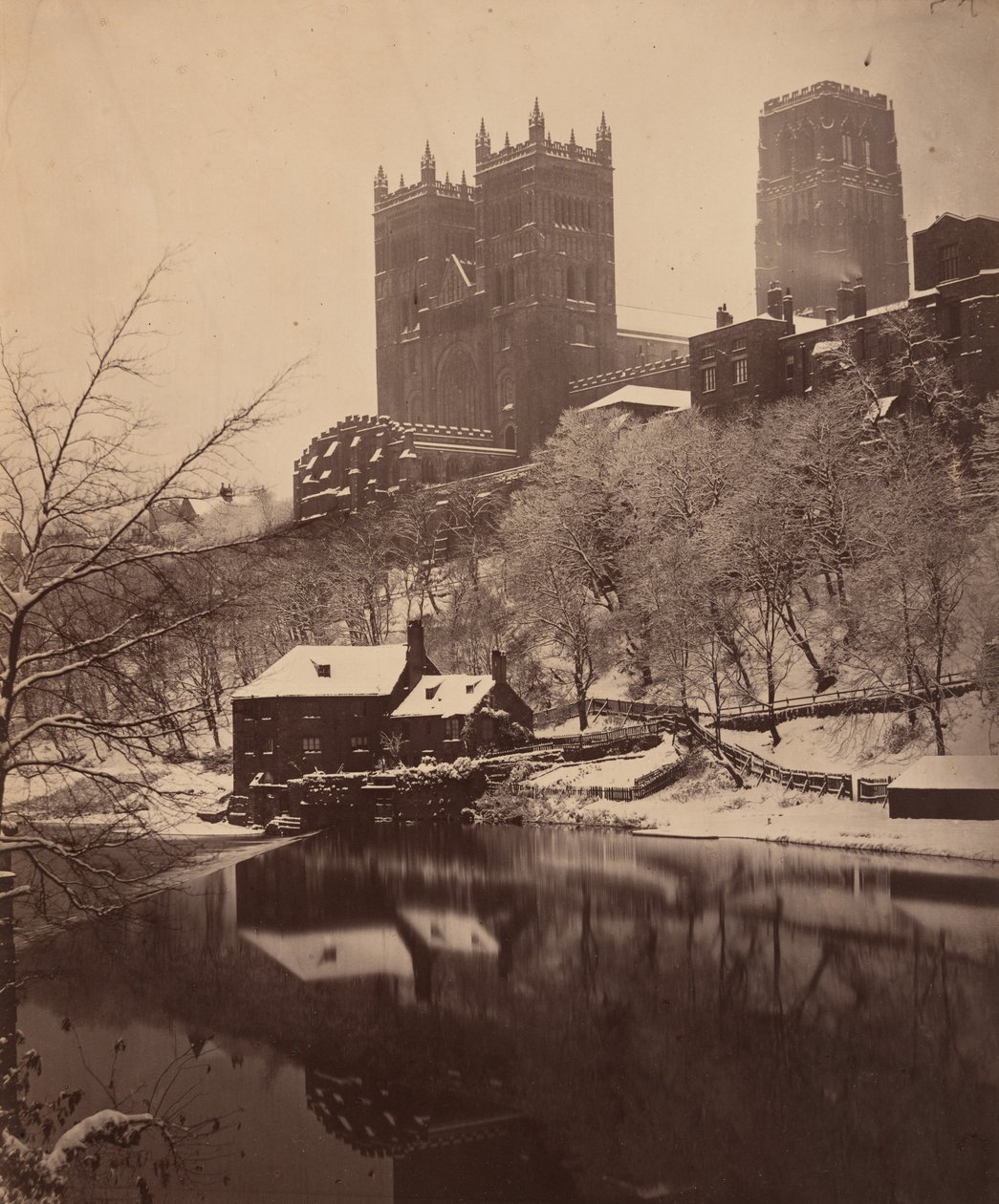 Durhams katedral på vintern,ca. 1857 (foto) av Henry Reverend Holden