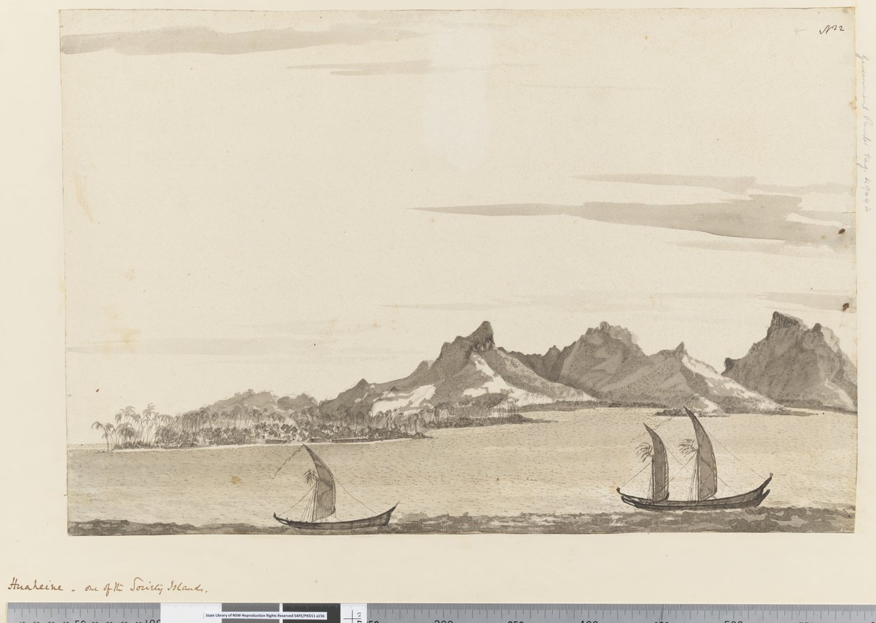 Sida 22 Huaheine, en av sällskapsöarna, 1768-75 (wc) av Henry Roberts